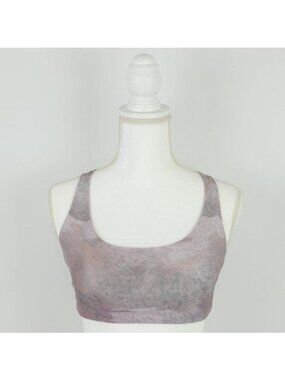 Onzie Chic Women's Size M/L Purple & Gray Print Racerback Strappy Sports Bra